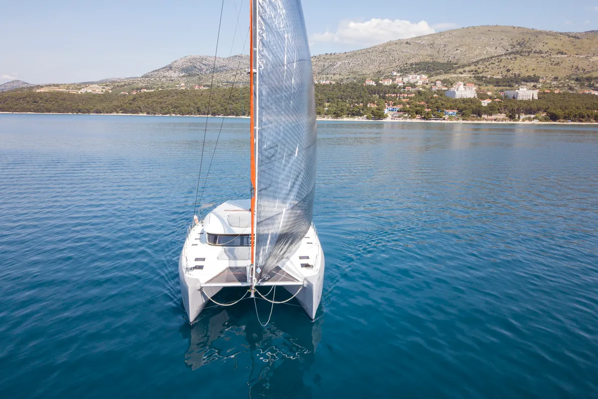 Exterior view of Tranquillity, a Excess 15 catamaran at Mytikas, Greece