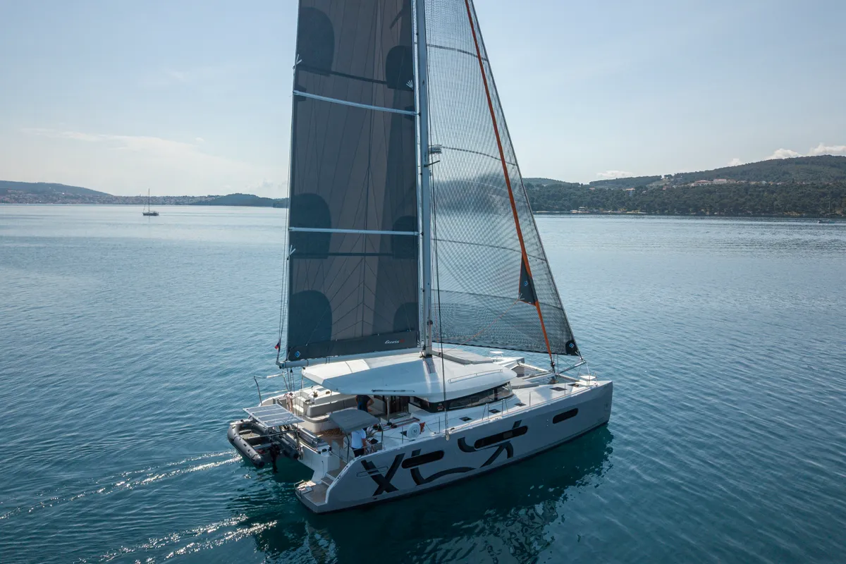 Exterior view of Tranquillity, a Excess 15 catamaran at Mytikas, Greece