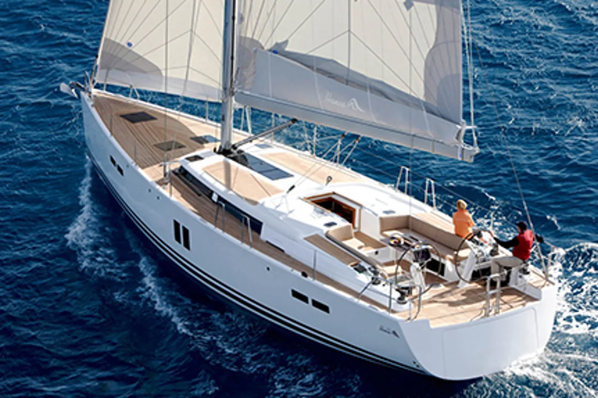 Exterior view of Sea Ruby, a Hanse 458 sailboat at Kos, Greece