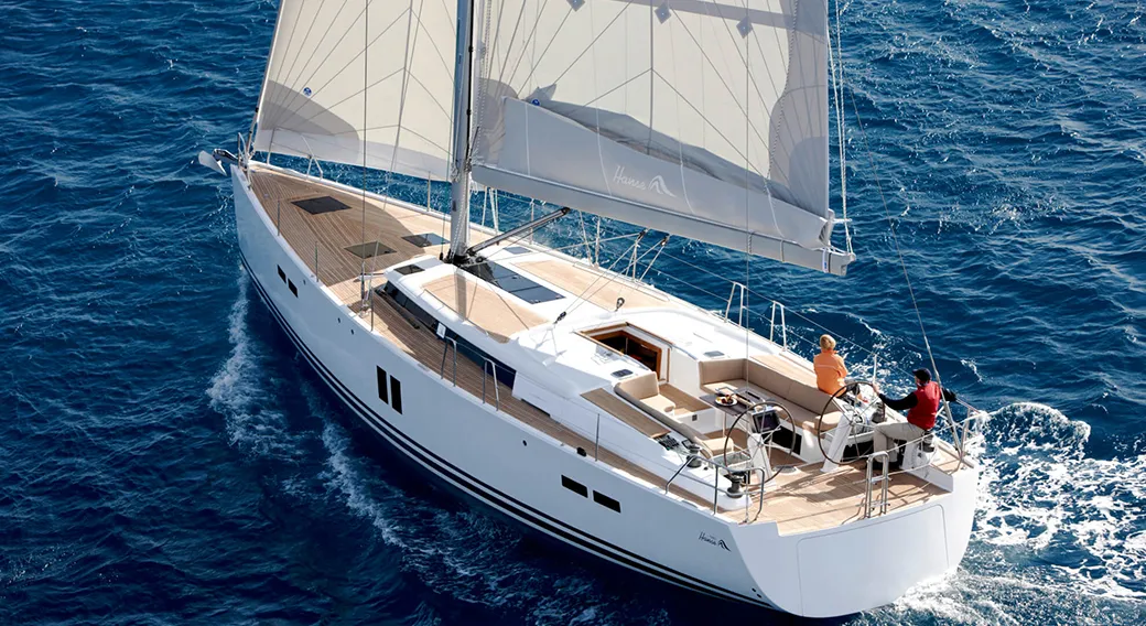 Exterior view of Sea Ruby, a Hanse 458 sailboat at Kos, Greece