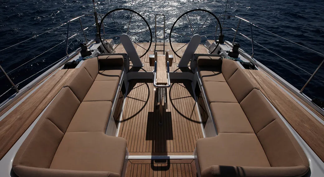 Cockpit of Sea Ruby, a Hanse 458 sailboat at Kos, Greece