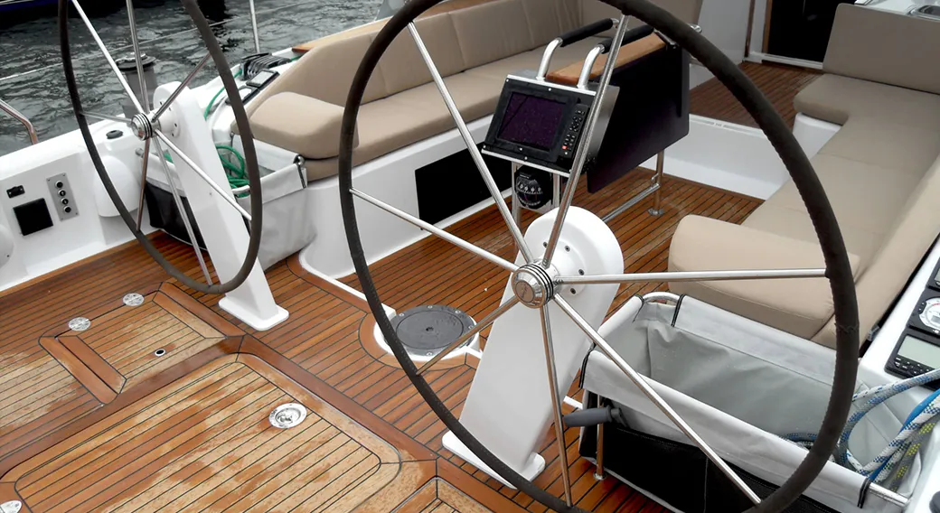 Cockpit of Sea Ruby, a Hanse 458 sailboat at Kos, Greece