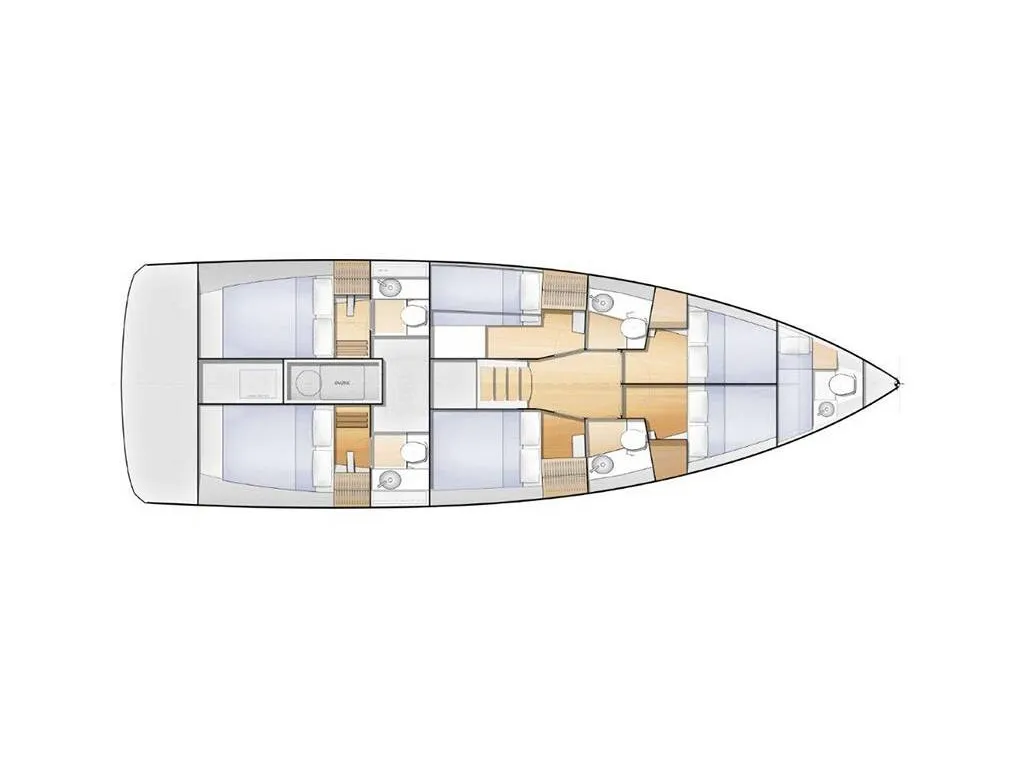 Floor plan of Granmasti, a Jeanneau Sun Loft 47 sailboat at Castellammare di Stabia, Italy