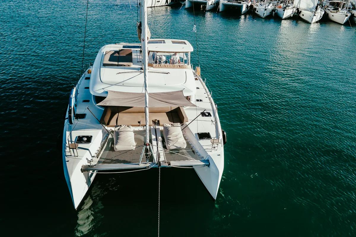 Exterior view of Acantha, a Lagoon 42 catamaran at Municipal Unit of Lefkada, Greece