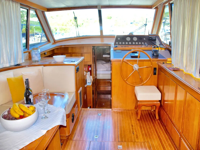 Cockpit of Grazia, a Yaretti 1570 motorboat at Primošten, Croatia