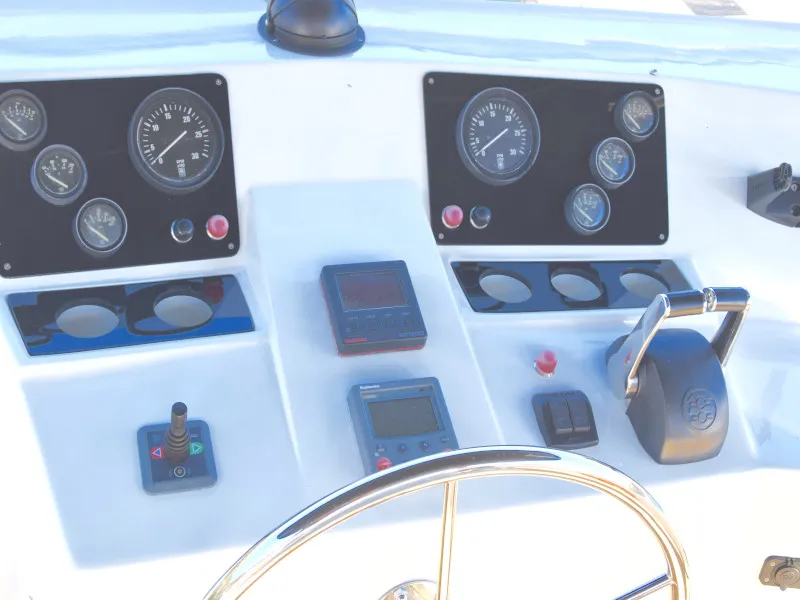 Cockpit of Grazia, a Yaretti 1570 motorboat at Primošten, Croatia