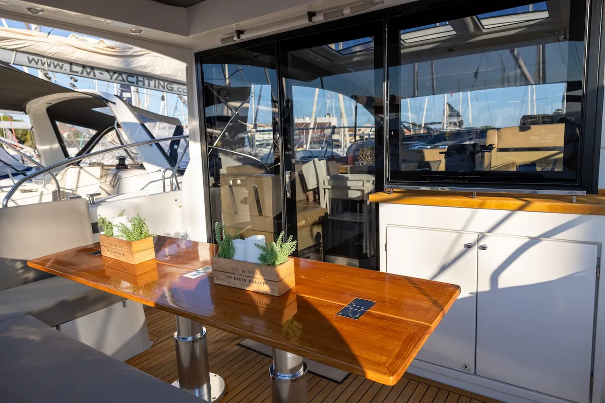 Ecstasea, a Sealine C390 motor yacht at Biograd na Moru, Croatia