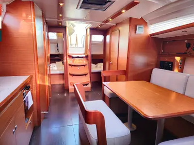 Salon of Moderato, a Dufour 430 GL sailboat at Kaštela, Croatia