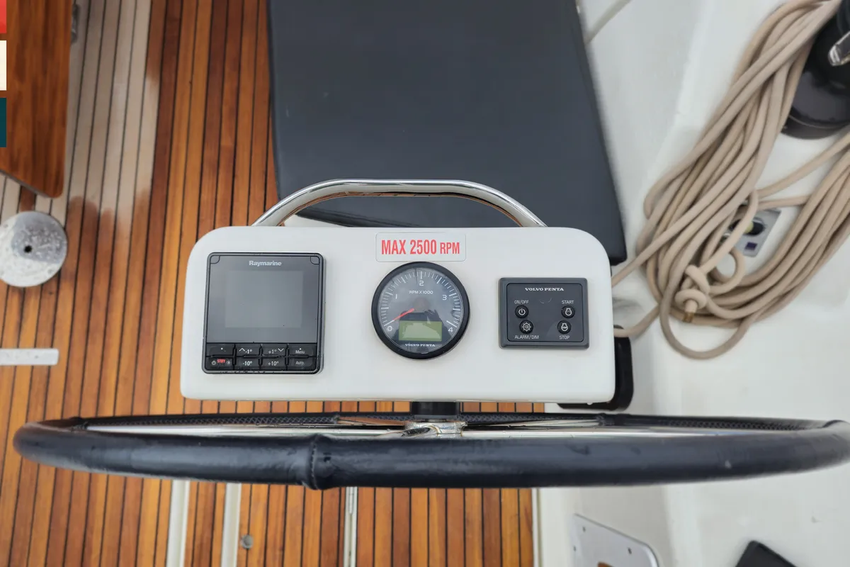 Cockpit of Moderato, a Dufour 430 GL sailboat at Kaštela, Croatia