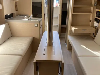 Salon of Delfino, a Beneteau Oceanis 34.1 sailboat at Salerno, Italy