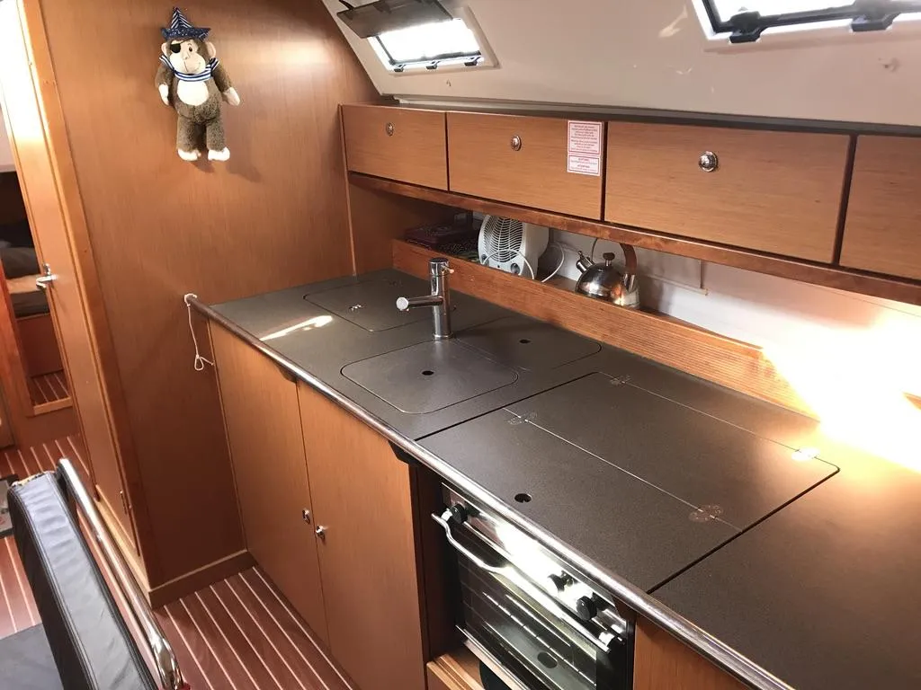 Galley of Atlantica, a Bavaria Cruiser 40 S sailboat at Palma de Mallorca, Spain