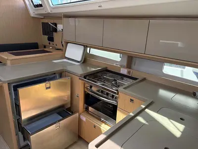 Galley of Ara, a Bavaria C46 sailboat at Grad Trogir, Croatia