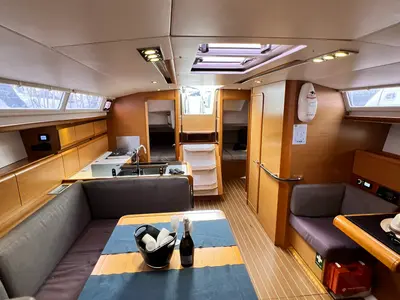 Galley of Spirus, a Jeanneau Sun Odyssey 439 sailboat at Athens, Greece
