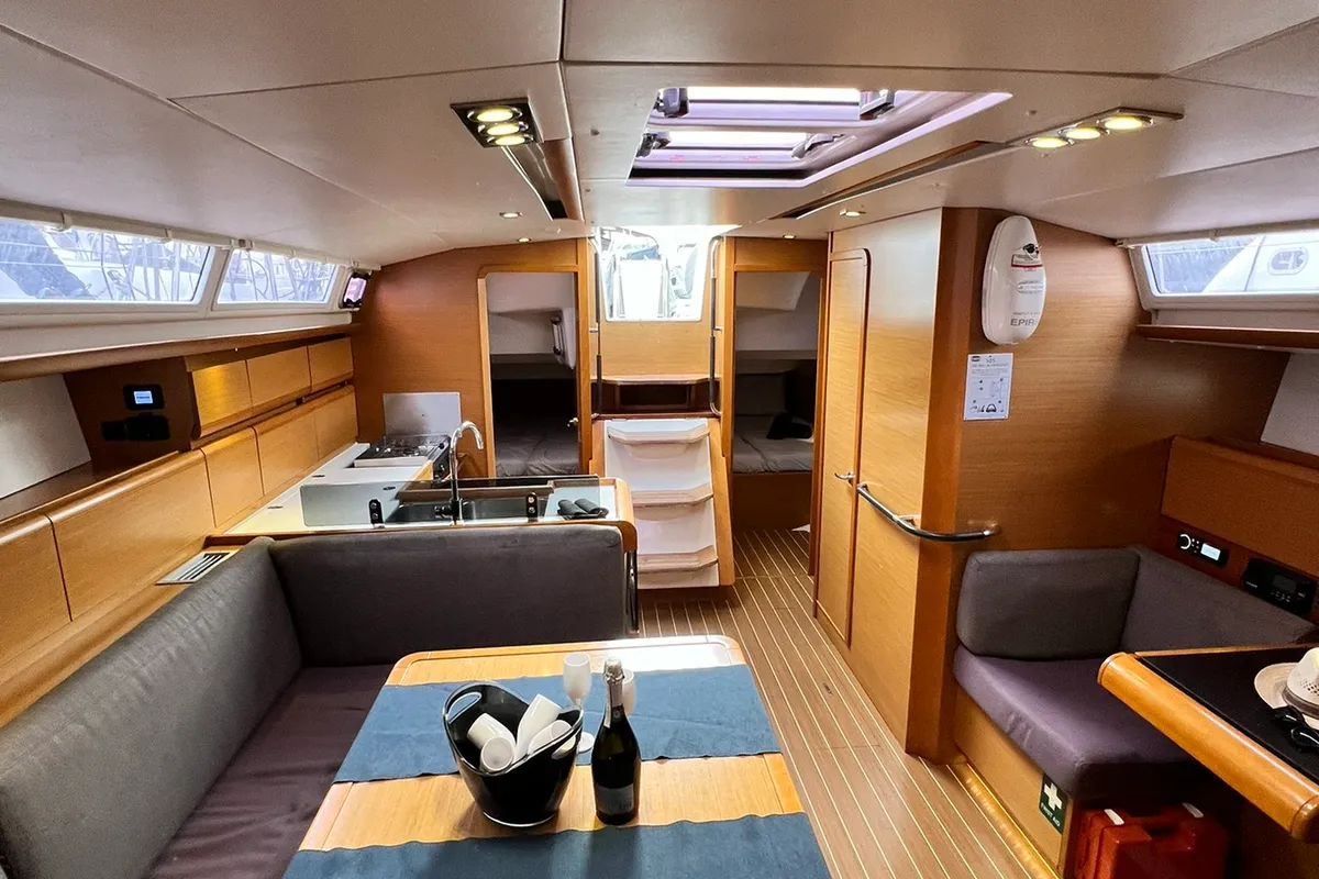 Galley of Spirus, a Jeanneau Sun Odyssey 439 sailboat at Athens, Greece