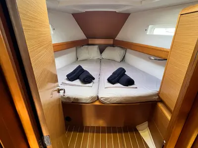 Cabin on Spirus, a Jeanneau Sun Odyssey 439 sailboat at Athens, Greece