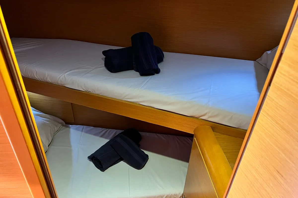 Cabin on Spirus, a Jeanneau Sun Odyssey 439 sailboat at Athens, Greece