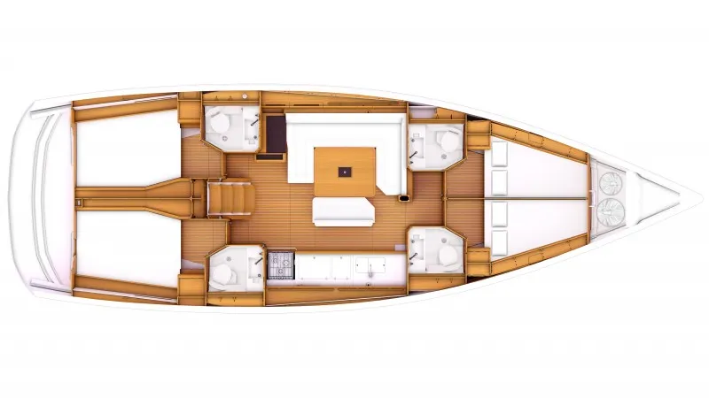 Floor plan of Idra, a Jeanneau Sun Odyssey 469 sailboat at Puntone di Scarlino, Italy