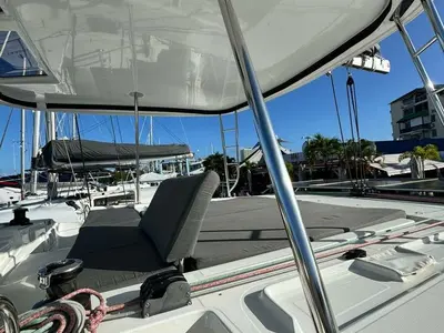Deck of Karukera, a Lagoon 42 catamaran at Pointe-à-Pitre, France