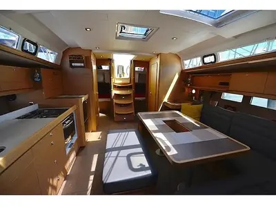 Salon of Divina, a Dufour 460 Grand Large sailboat at Vibo Valentia, Italy