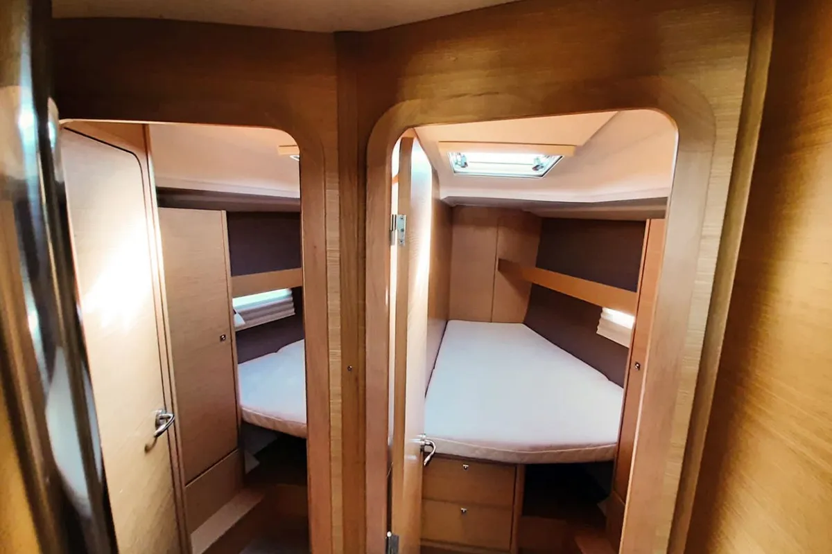 Cabin on Divina, a Dufour 460 Grand Large sailboat at Vibo Valentia, Italy