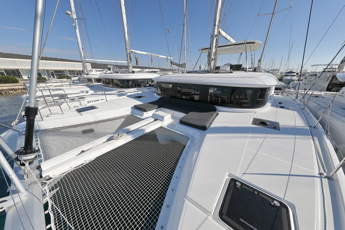 Deck of WHY NOT, a Lagoon 46 catamaran at Sukošan, Croatia