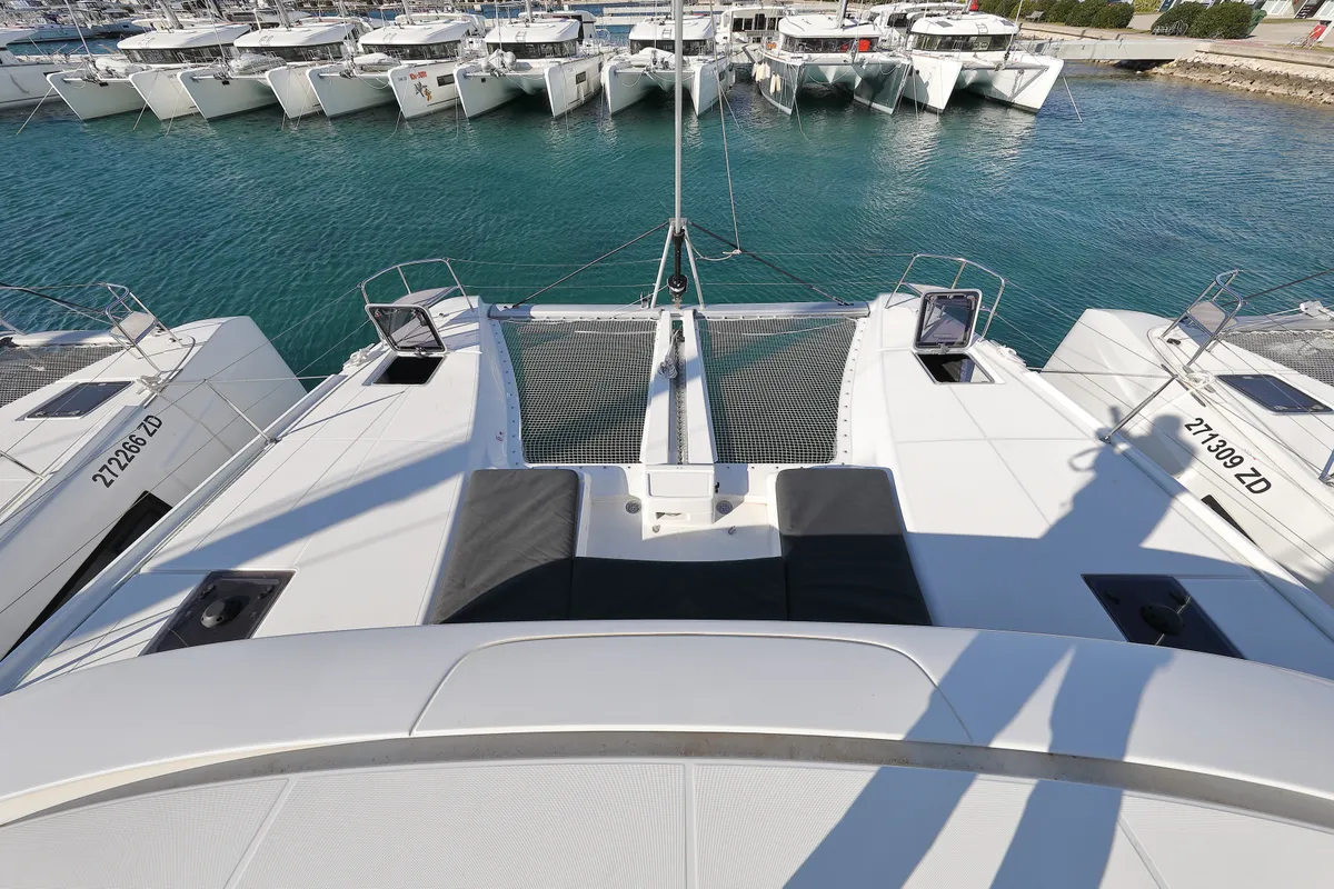 Deck of WHY NOT, a Lagoon 46 catamaran at Sukošan, Croatia