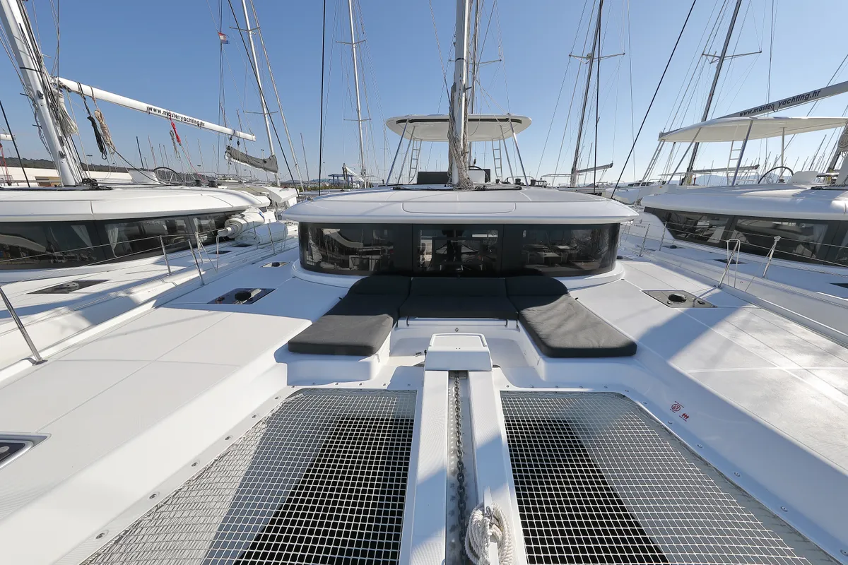 Deck of WHY NOT, a Lagoon 46 catamaran at Sukošan, Croatia