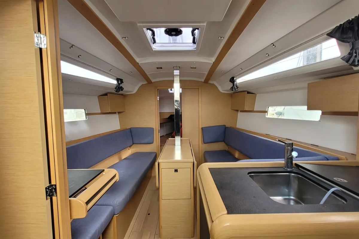 Galley of Kokozenn 2, a Jeanneau Sun Odyssey 349 sailboat at Saint-Cast-le-Guildo, France