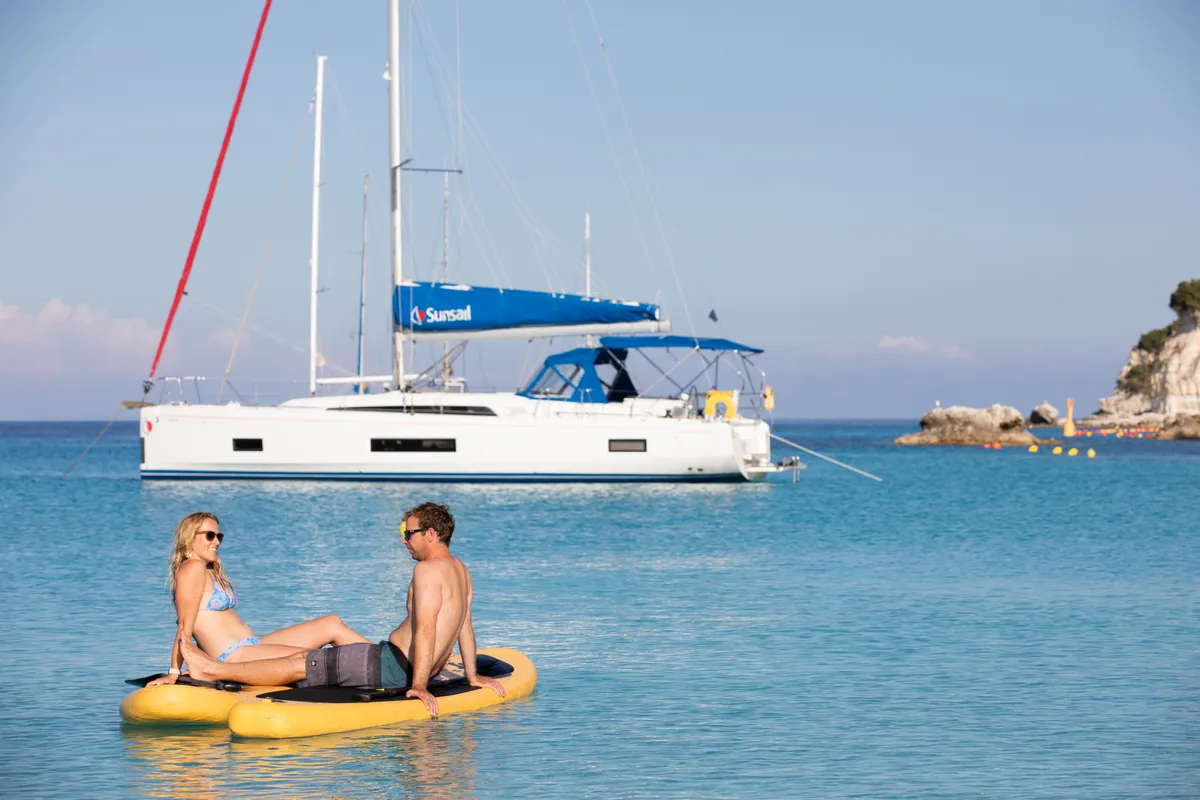 Exterior view of Beneteau Oceanis 46.1, a sailboat at Kontokali, Greece