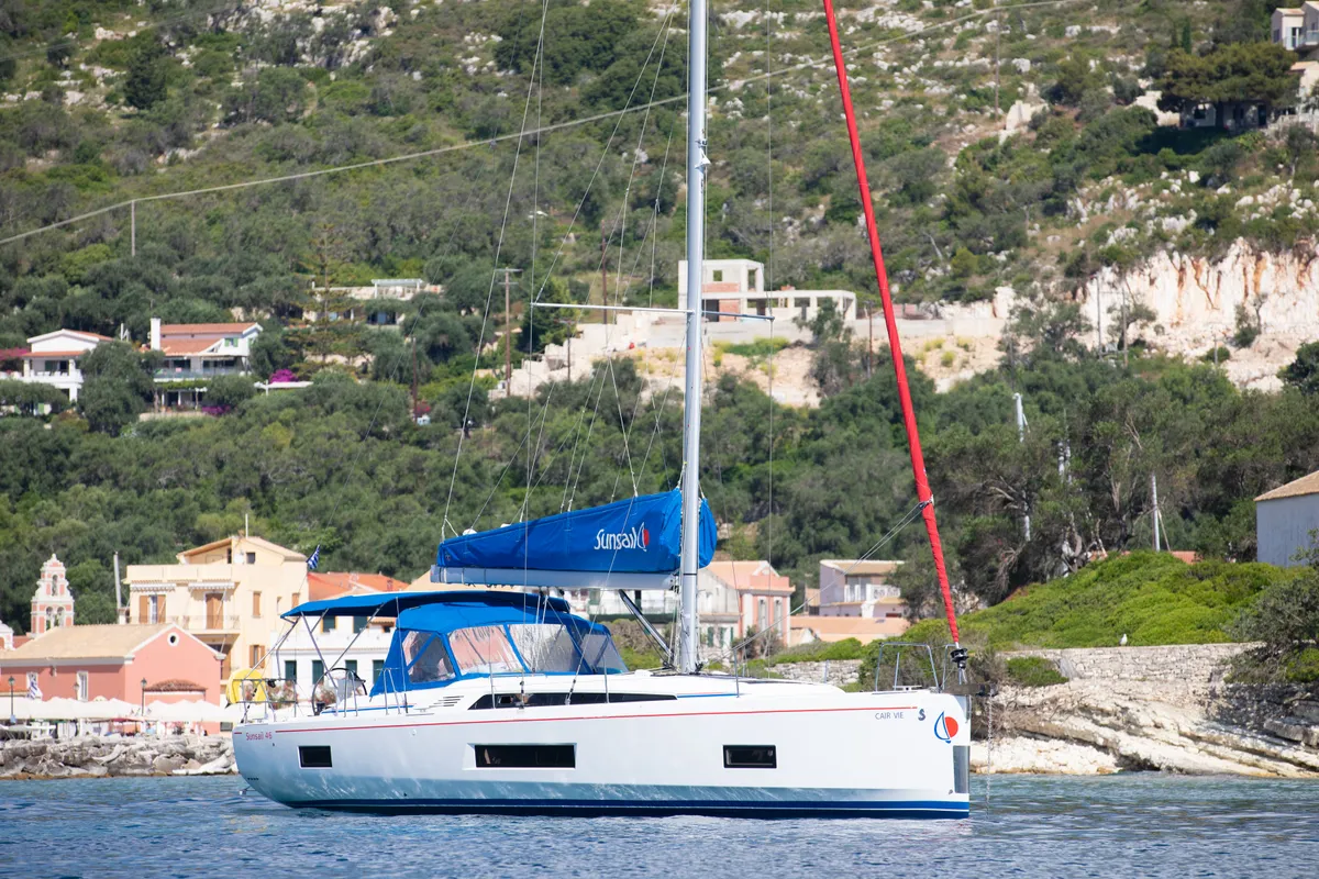 Exterior view of Beneteau Oceanis 46.1, a sailboat at Kontokali, Greece