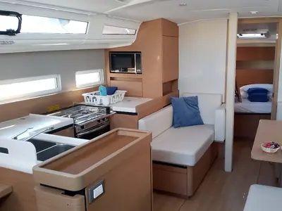 Galley of Rocabruna, a Jeanneau Sun Odyssey 410 sailboat at Palamós, Spain