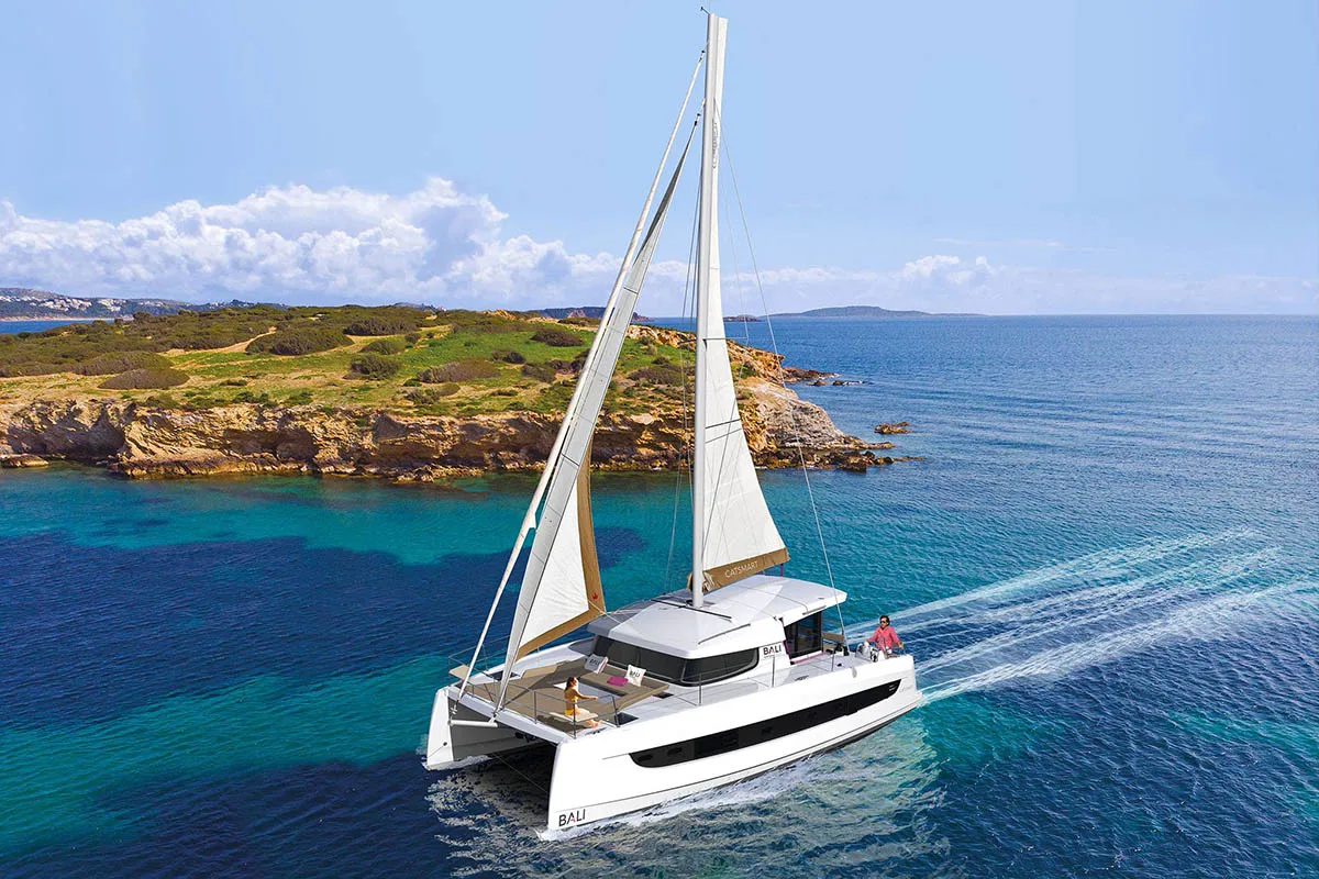 Exterior view of Amadeüs, a Bali Catsmart catamaran at Seget Donji, Croatia