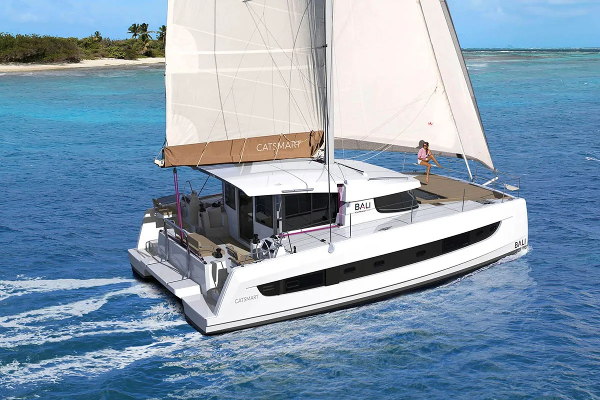 Exterior view of Amadeüs, a Bali Catsmart catamaran at Seget Donji, Croatia