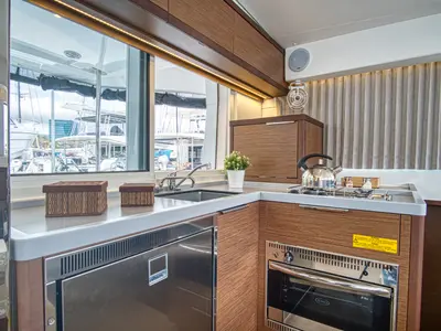Galley of LIQUID SPIRIT, a Lagoon 40 catamaran at Rogoznica, Croatia