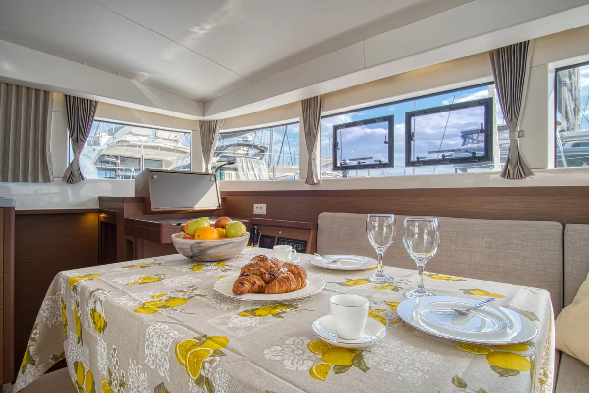 Salon of LIQUID SPIRIT, a Lagoon 40 catamaran at Rogoznica, Croatia