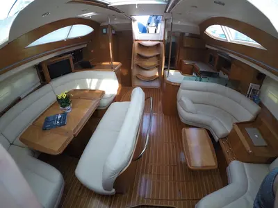 Salon of Olivia Adriatica, a Jeanneau Sun Odyssey 54 DS sailboat at Grad Šibenik, Croatia