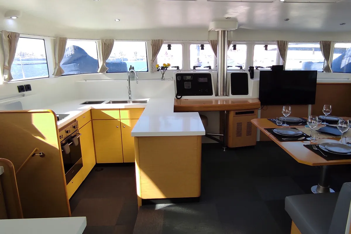 Galley of The Full House, a Lagoon 500 - 5 + 1 + 1 cab. catamaran at Athens, Greece