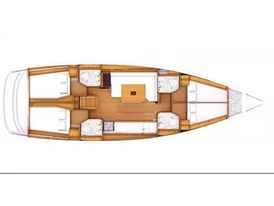 Floor plan of Happy Hippo, a Jeanneau Sun Odyssey 479 sailboat at Kos, Greece