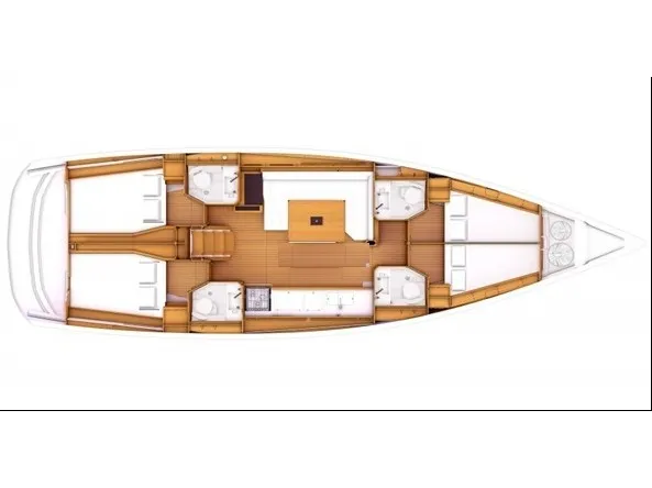 Floor plan of Happy Hippo, a Jeanneau Sun Odyssey 479 sailboat at Kos, Greece