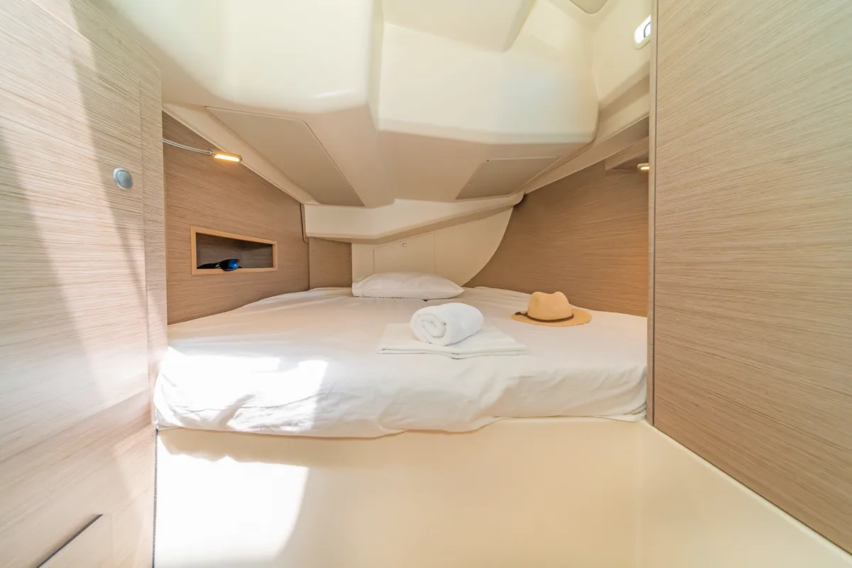 Cabin on Eclipse, a Hanse 458 sailboat at Lavreotiki, Greece
