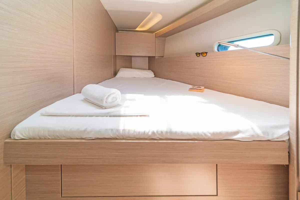 Cabin on Eclipse, a Hanse 458 sailboat at Lavreotiki, Greece