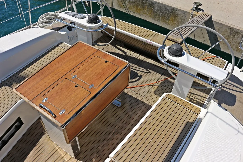 Deck of Sirena, a Bavaria Cruiser 50 sailboat at Općina Sukošan, Croatia