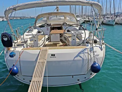 Cockpit of Sirena, a Bavaria Cruiser 50 sailboat at Općina Sukošan, Croatia