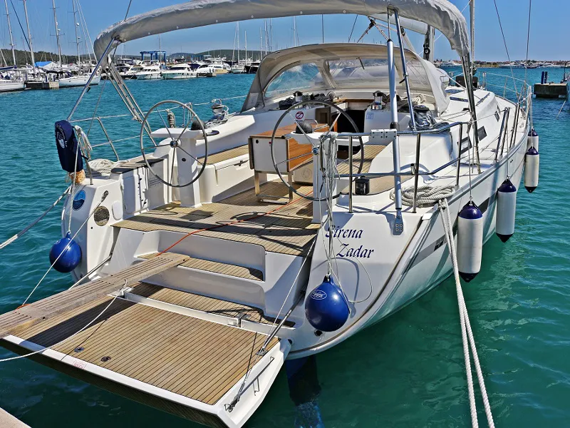 Deck of Sirena, a Bavaria Cruiser 50 sailboat at Općina Sukošan, Croatia