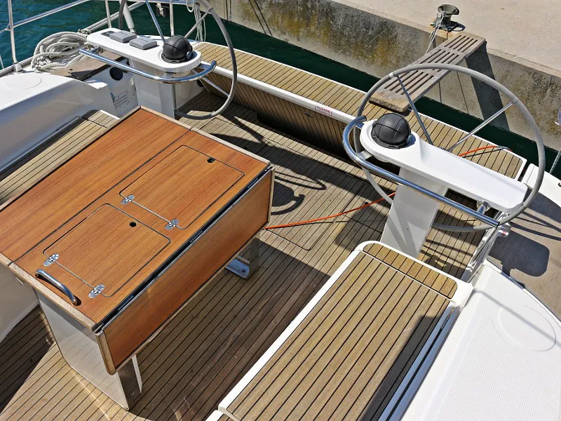 Cockpit of Sirena, a Bavaria Cruiser 50 sailboat at Općina Sukošan, Croatia