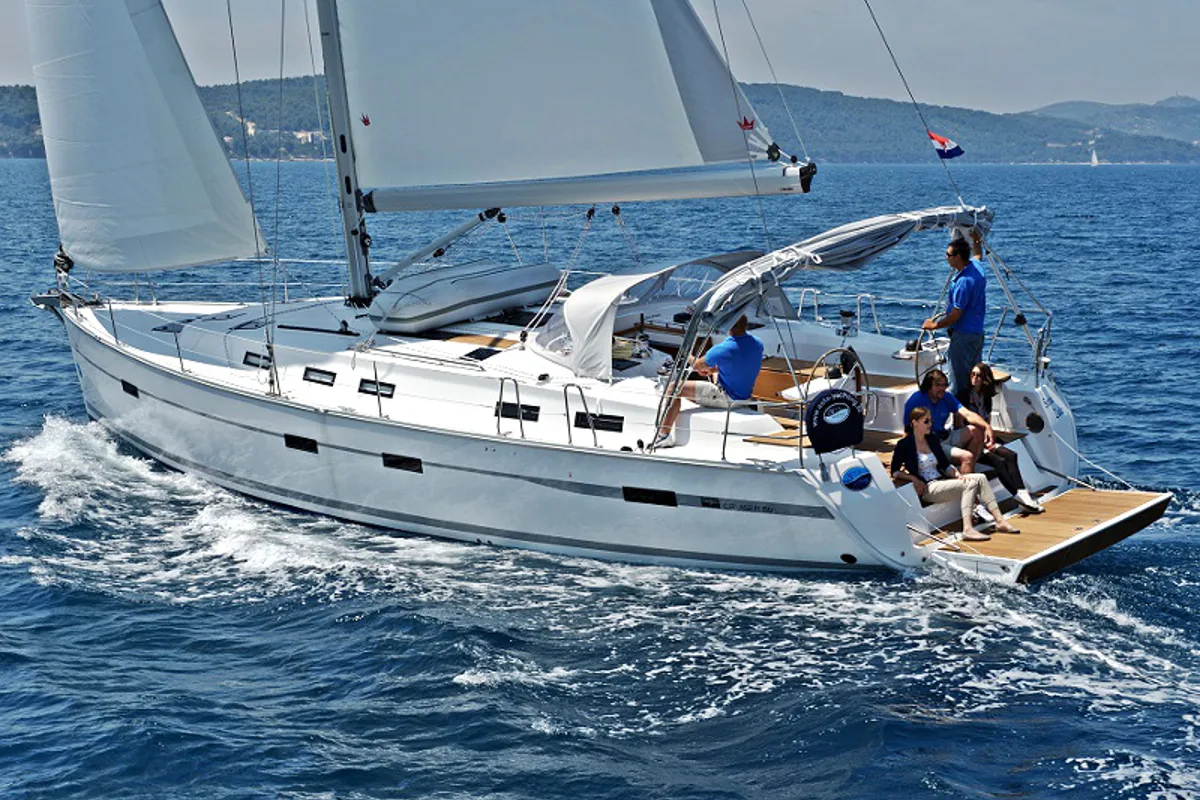Exterior view of Sirena, a Bavaria Cruiser 50 sailboat at Općina Sukošan, Croatia