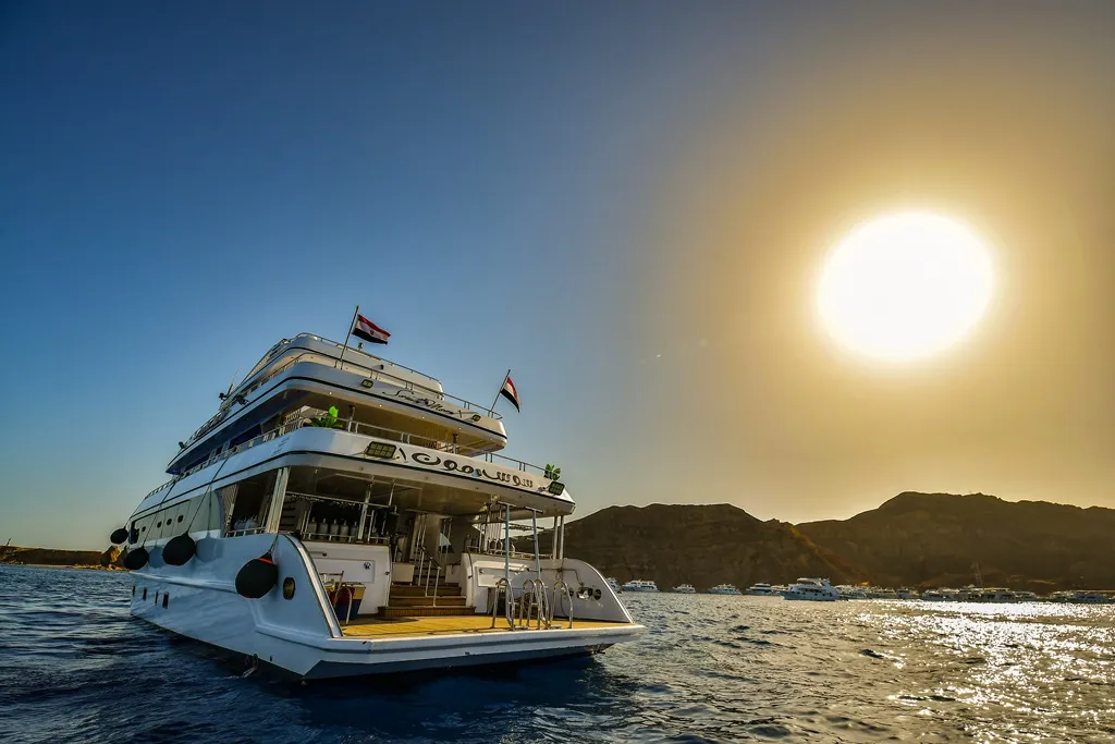 Exterior view of Comfort cabin upper deck 3, a Gulet Luxury Motor Yacht motorboat at Sharm El Sheikh, Egypt