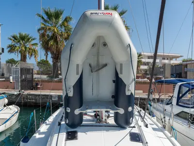 Deck of Tecla, a Beneteau Oceanis 40.1 sailboat at Olbia, Italy