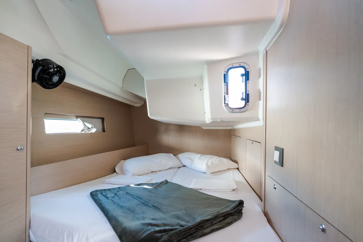 Cabin on Tecla, a Beneteau Oceanis 40.1 sailboat at Olbia, Italy