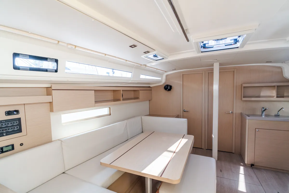 Salon of Tecla, a Beneteau Oceanis 40.1 sailboat at Olbia, Italy